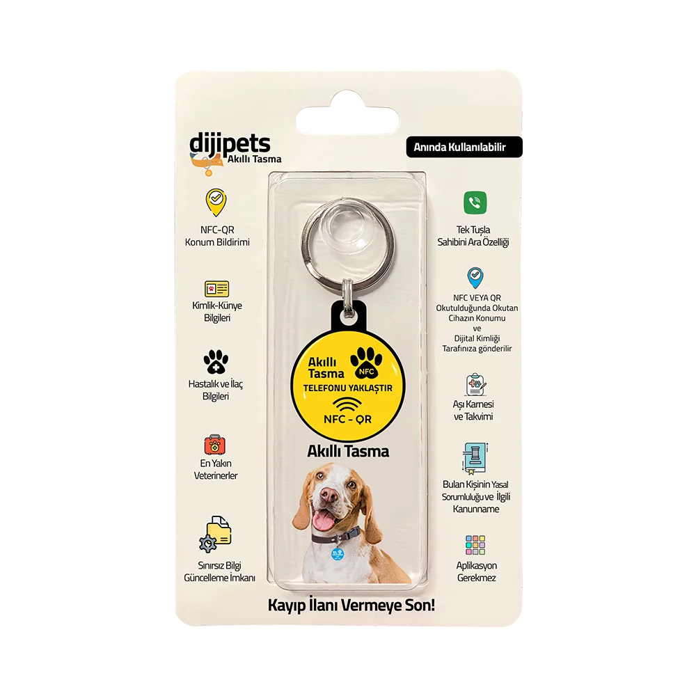 Nfc & QR Köpek / Dog 3 cm Akıllı Kolye