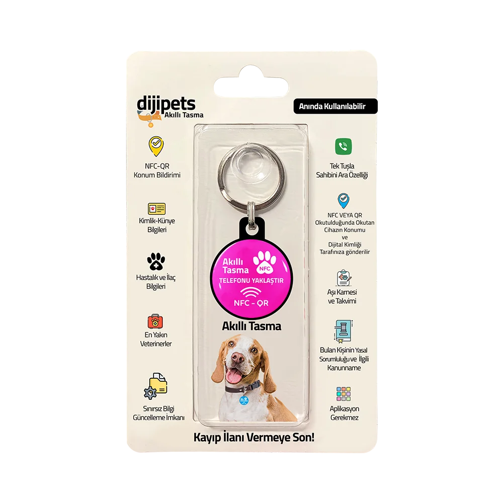 Nfc & QR Köpek / Dog 3 cm Akıllı Kolye