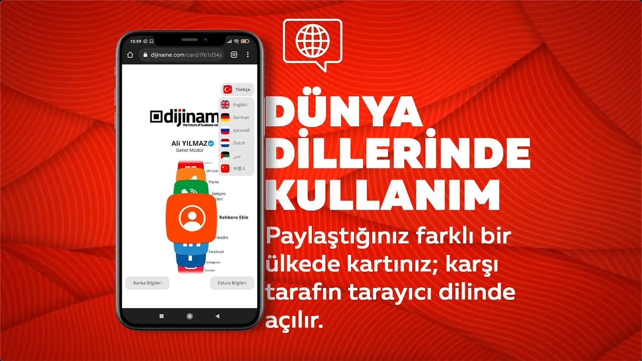 Dijiname Dijital Kartvizit Dünya Dillerinde Kullanım